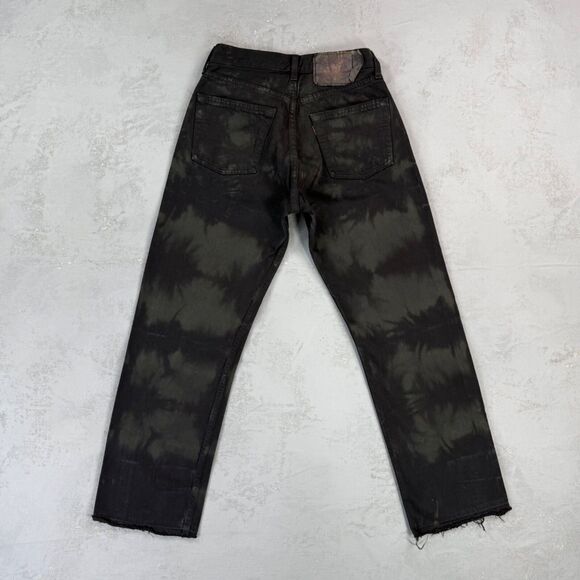 Vintage 1990s Levi's 501 Black Overdyed Tie-Dyed Red Tab Jeans Fit 25 x 26 - Picture 6 of 7